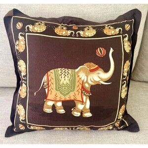 Jim Thompson Cushion Pillow Cover Thai Silk Elephant Print Square 18"X18"